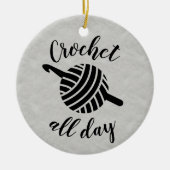 クロチェットオールデイヤーンボール+フック工芸品 セラミックオーナメント (正面)