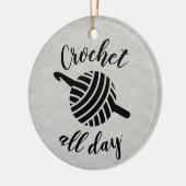 クロチェットオールデイヤーンボール+フック工芸品 セラミックオーナメント (左)
