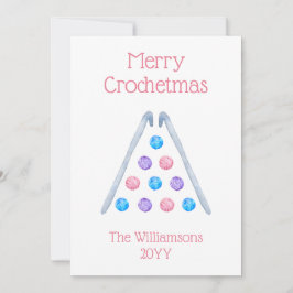 クロチェットクリスマスツリー水彩糸ターコイズ シーズンカード