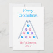 クロチェットクリスマスツリー水彩糸ピンク シーズンカード (正面)