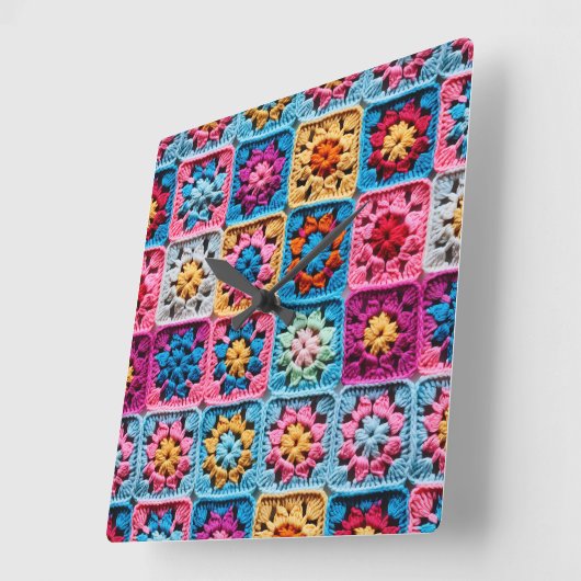 クロチェットグラニースクエアクラフト スクエア壁時計 (傾斜)