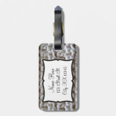 クロチェットコットンヤーンのテクスチャ – ベージュ色 ラゲッジタグ (裏面縦)