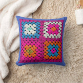 クロチェットスクエアビビビビッドカラーズクロシェ愛好家 クッション (ブランケット)