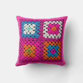 クロチェットスクエアビビビビッドカラーズクロシェ愛好家 クッション (裏面)