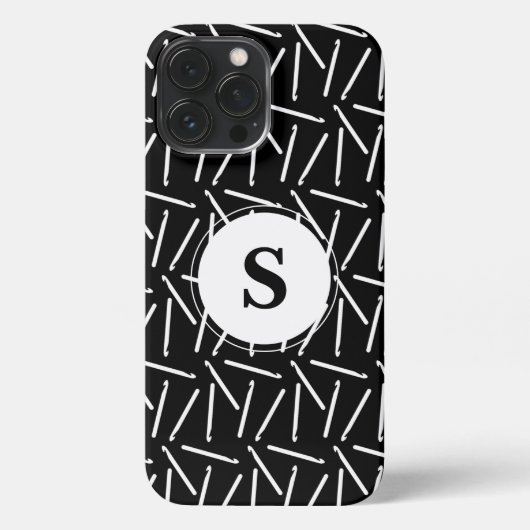 クロチェットフッククラフトモノグラム暗いiPhoneケース iPhoneケース (裏面)