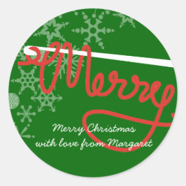 クロチェットフックメリークリスマスヤーンギフトラベルステッカー ラウンドシール