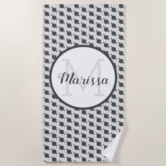 クロチェットフックヤーン&クラフツ名/イニシャル ビーチタオル (正面)