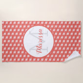 クロチェットフックヤーン&クラフツ名/イニシャル ビーチタオル (正面)