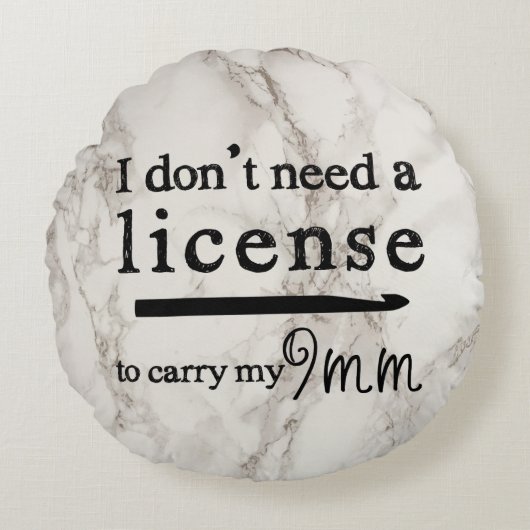 クロチェットフックライセンスクラフツ大理石デザイン ラウンドクッション (正面)