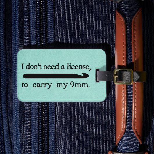 クロチェットフックライセンス工芸品ティール（緑がかった色）テクスチャ ラゲッジタグ (正面インサイチュ4)