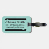 クロチェットフックライセンス工芸品ティール（緑がかった色）テクスチャ ラゲッジタグ (裏面横)