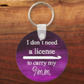 クロチェットフックライセンス工芸品パープルウォーター色 キーホルダー (正面)