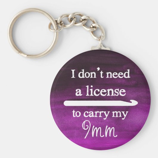 クロチェットフックライセンス工芸品パープルウォーター色 キーホルダー (正面)