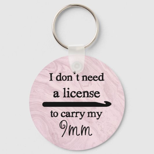 クロチェットフックライセンス工芸品ピンクマーブル キーホルダー (正面)