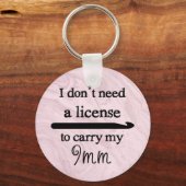 クロチェットフックライセンス工芸品ピンクマーブル キーホルダー (正面)