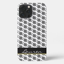 クロチェットフック+糸・ブラック&金ゴールドラベル+文字 iPhone 13 PRO MAXケース