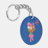 クロチェットフラワーブーケプリントキーチェーン キーホルダー (正面左)