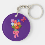 クロチェットフラワーブーケプリントキーチェーン キーホルダー (裏面)