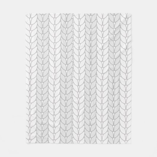 クロチェットホワイトベージュパターンスタイル フリースブランケット (正面)