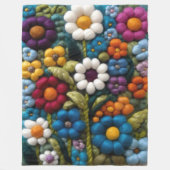 クロチェットルックレトロボホヒッパイワイルドフラワー フリースブランケット (正面)