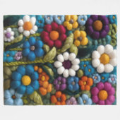 クロチェットルックレトロボホヒッパイワイルドフラワー フリースブランケット (正面(横))