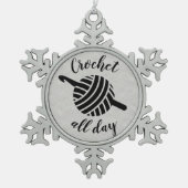 クロチェット終日・糸玉&フック工芸品 スノーフレークピューターオーナメント (正面)