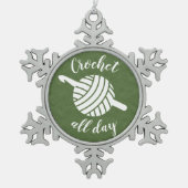 クロチェット終日・糸玉&フック工芸品 スノーフレークピューターオーナメント (正面)