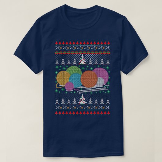クロチェット醜いクリスマス裁縫ハッピーホリデーズクリスマス Tシャツ (デザイン正面)