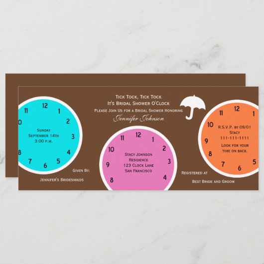 クロッのまわりにクブライダルシャワー招待茶 招待状 (正面/裏面)