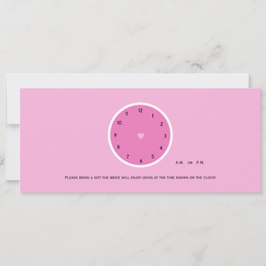 クロッのまわりにク・ブライダル・シャワーの招待状ピンク 招待状 (裏面)