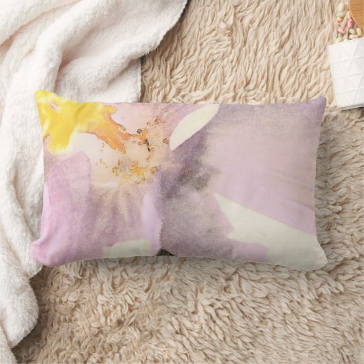 クロッエレガントカスピンク水彩の花 ランバークッション (ブランケット)