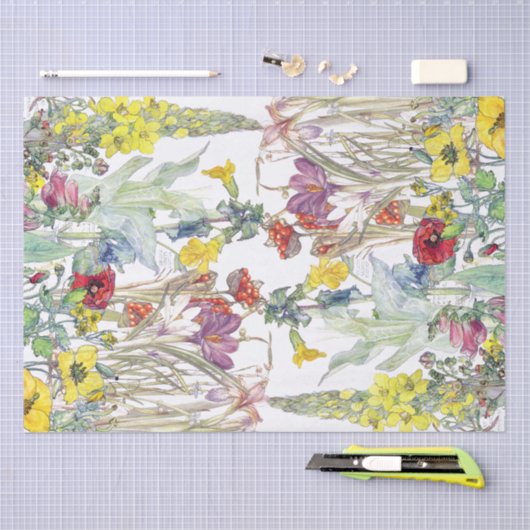 クロッカスのケシのアイリスFoxgloveによってはティッシュペーパーが開花します 薄葉紙 (クラフト)