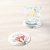 クロッカスの水彩画の芸術のオレンジ結婚式のコースター ラウンドペーパーコースター (インサイチュ)