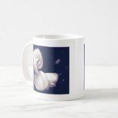 クロッカスの花が白黒で咲く コーヒーマグカップ (正面左)