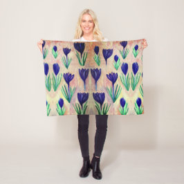 クロッカスウォーターカラーパターンフリースブランケット フリースブランケット