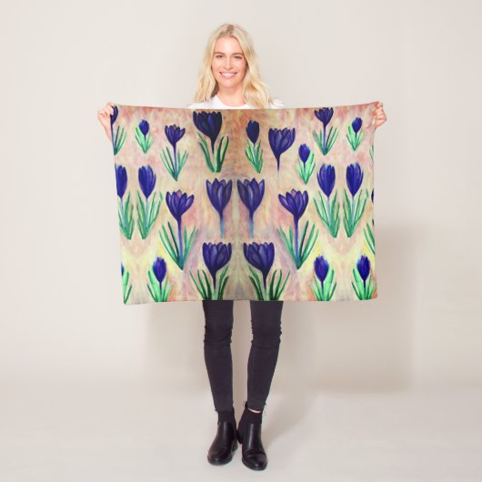 クロッカスウォーターカラーパターンフリースブランケット フリースブランケット (インサイチュ)