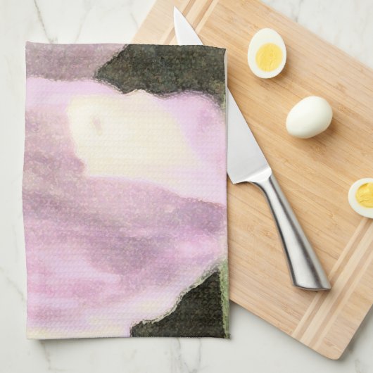 クロッカスウォーターカラーフラワーアート キッチンタオル (四つ折り)