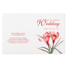 クロッカスオレンジ赤フローラ結婚式プログラム