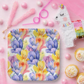 クロッカスフラワーズフローラ誕生日 ペーパープレート (パーティー)