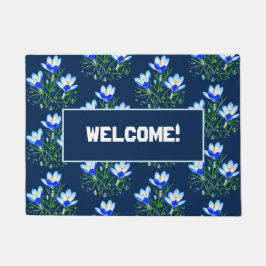 クロッカスフラワーブルー ドアマット