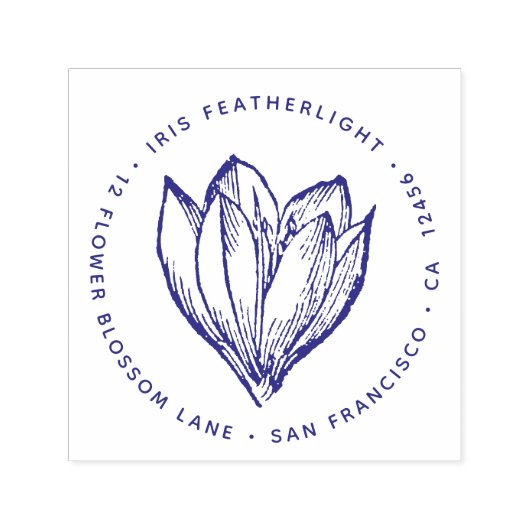 クロッカスフラワー差出人住所フローラ植物学 セルフインキングスタンプ (デザイン)