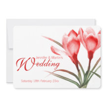 クロッカスレッドピンクフローラ結婚式招待状