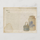 クロックと青のバスケットレシピカード ポストカード (正面)