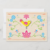 クロックのまわりにブライダルシャワーフォークアートCuckoo Inv 招待状 (裏面)