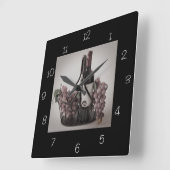 クロックの平方オプトワインと葡萄を入れた3かご スクエア壁時計 (傾斜)