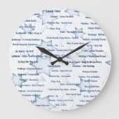 クロックウォールイディッシュ語ユダヤ人テーマ ラージ壁時計 (正面)