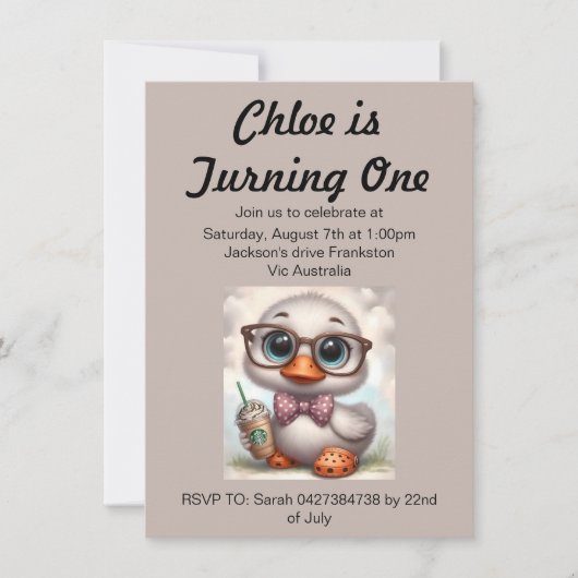 クロックスを履いたアヒルの赤ちゃん 招待状 (正面)