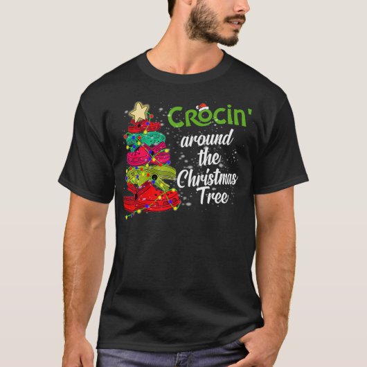 クロックスクリスマスツリーのまわりにクロシンT Tシャツ (正面)