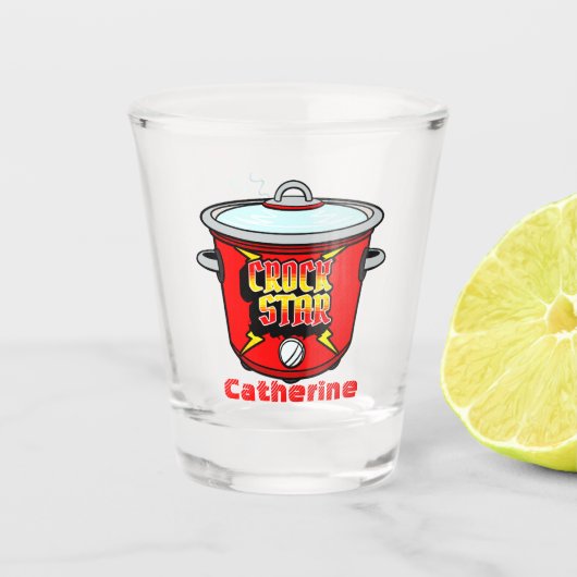 クロックスタークロックポット パーソナライズされた ショットグラス (正面)
