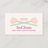 クロックスピンクのモップで清掃サービスを 名刺 (正面)